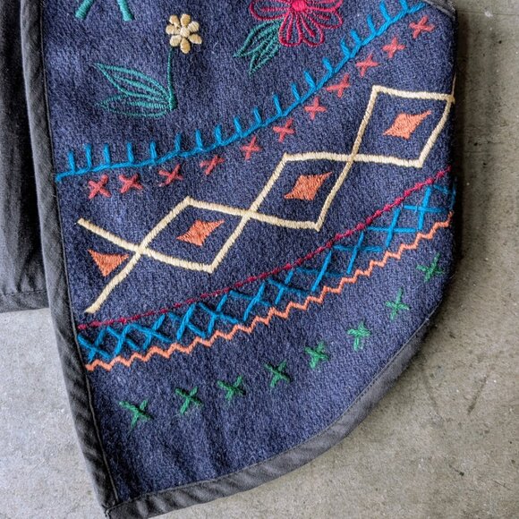 Vintage Body Xpressions Navy Embroidered Wool Felt Vest medium - Picture 4 of 8